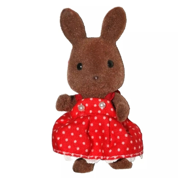 calico critters Other - SYLVANIAN FAMILIES WILDWOOD Brown Rabbit girl figure w/ red dress . Hollie